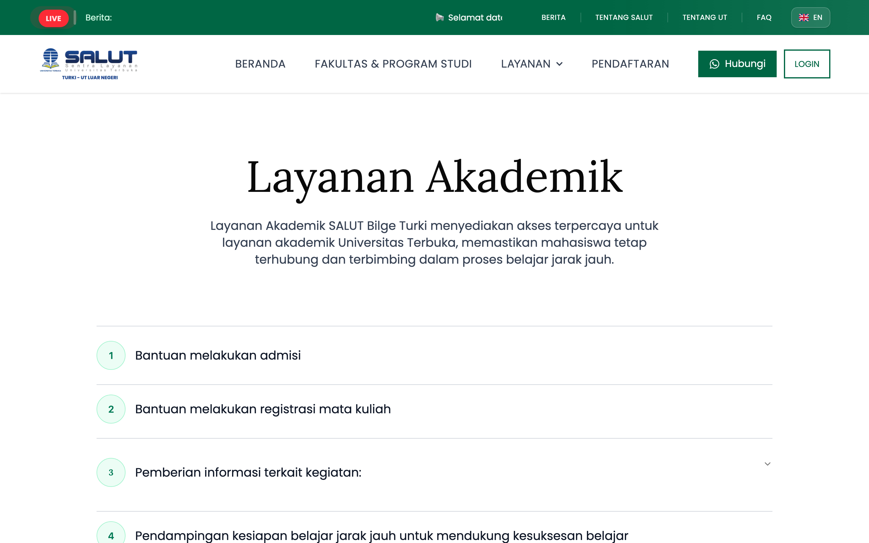 Academic services, laid out for students