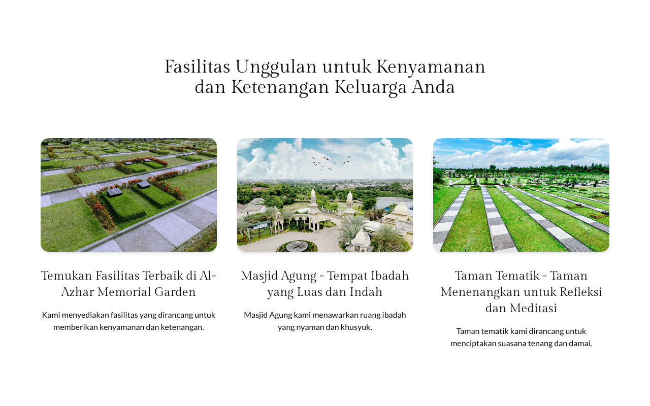 The facilities highlights, aerial gardens and the grand mosque